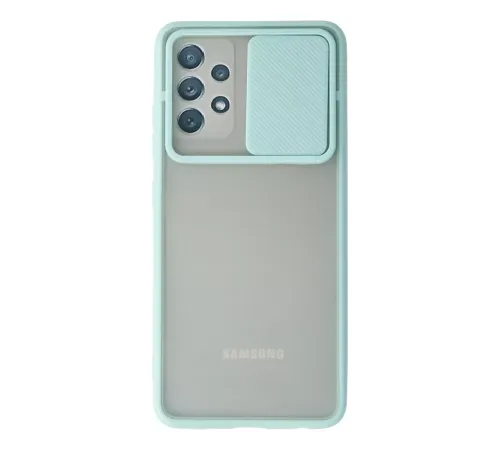 Samsung Galaxy A72 Kılıf Palm Buzlu Kamera Sürgülü Silikon - Turkuaz