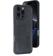 Apple iPhone 16 Pro Kılıf Sara Kartvizitli Deri Kılıf - Siyah