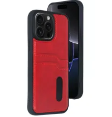 Apple iPhone 15 Pro Max Kılıf Sara Kartvizitli Deri Kılıf - Kırmızı