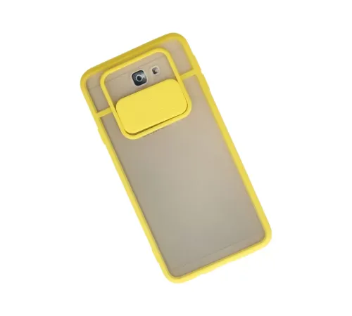 Samsung Galaxy J7 Prime Kılıf Palm Buzlu Kamera Sürgülü Silikon - Sarı