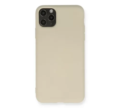 Apple iPhone 11 Pro Max Kılıf Nano içi Kadife Silikon - Bej