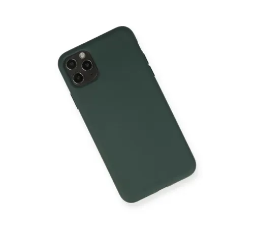 Apple iPhone 11 Pro Max Kılıf Nano içi Kadife Silikon - Koyu Yeşil