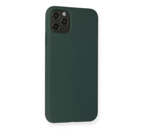 Apple iPhone 11 Pro Max Kılıf Nano içi Kadife Silikon - Koyu Yeşil