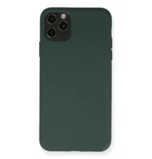 Apple iPhone 11 Pro Max Kılıf Nano içi Kadife Silikon - Koyu Yeşil