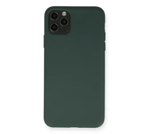 Apple iPhone 11 Pro Max Kılıf Nano içi Kadife Silikon - Koyu Yeşil