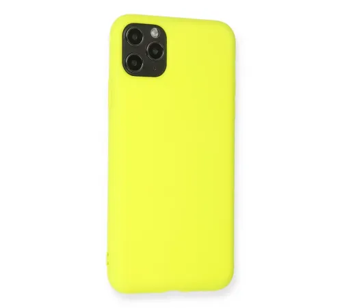 Apple iPhone 11 Pro Max Kılıf Nano içi Kadife Silikon - Sarı