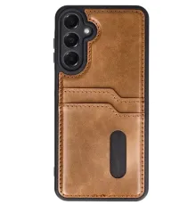 Samsung Galaxy A35 5G Kılıf Sara Kartvizitli Deri Kılıf - Taba