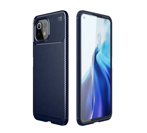 Xiaomi Mİ 11 Lite Kılıf Auto Focus Karbon Kapak - Lacivert