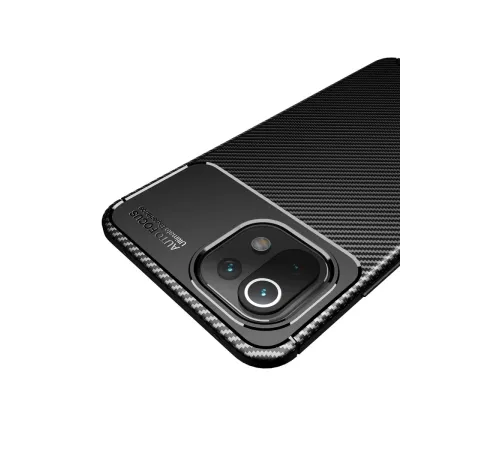 Xiaomi Mİ 11 Lite Kılıf Auto Focus Karbon Kapak - Kahverengi