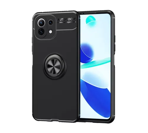Xiaomi Mİ 11 Lite Kılıf Range Yüzüklü Silikon - Siyah