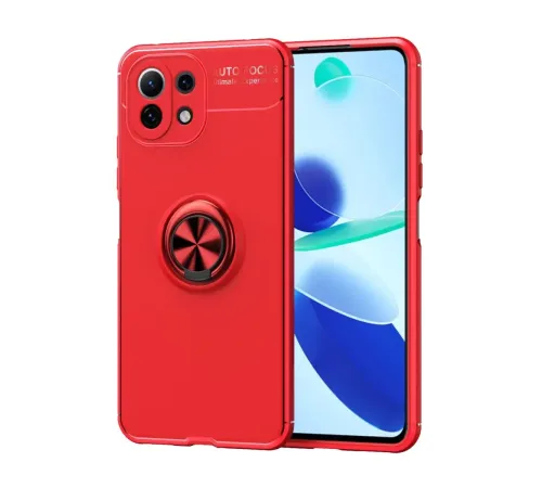 Xiaomi Mİ 11 Lite Kılıf Range Yüzüklü Silikon - Kırmızı