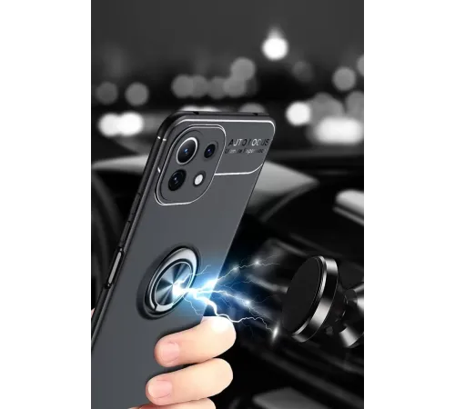 Xiaomi Mİ 11 Lite Kılıf Range Yüzüklü Silikon - Siyah-Gold