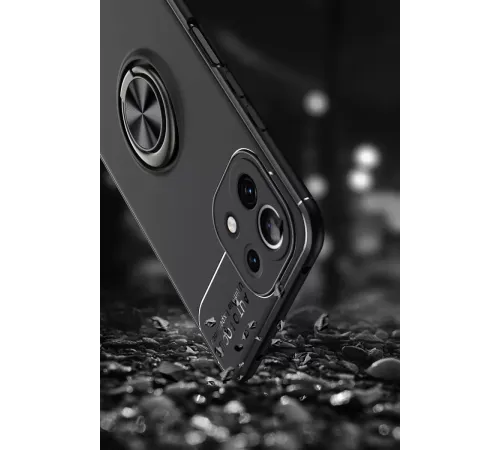 Xiaomi Mİ 11 Lite Kılıf Range Yüzüklü Silikon - Siyah-Gold