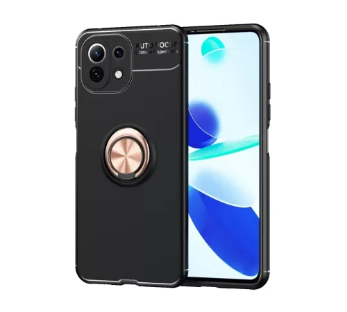Xiaomi Mİ 11 Lite Kılıf Range Yüzüklü Silikon - Siyah-Gold