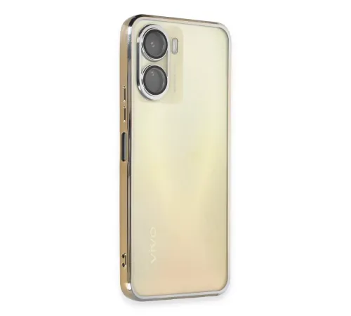 Vivo Y16 Kılıf Lensli Silikon - Gold
