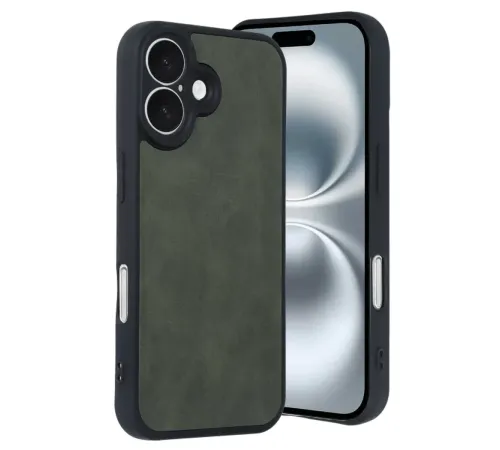 Apple iPhone 16 Kılıf Aras Deri Kapak - Koyu Yeşil