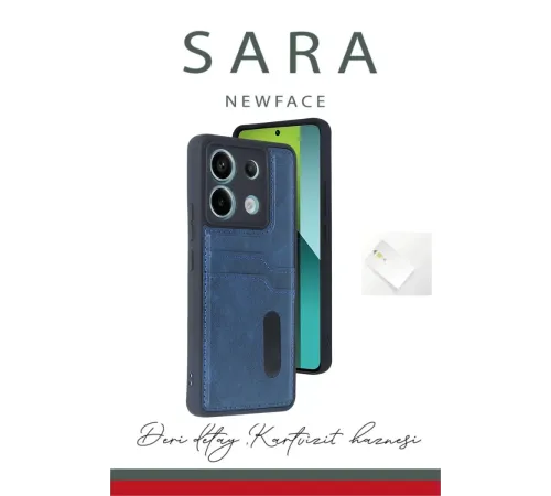 Xiaomi Redmi Note 13 Pro 4G Kılıf Sara Kartvizitli Deri Kılıf - Lacivert