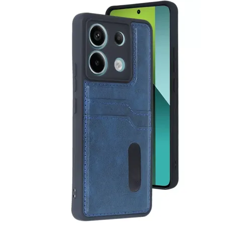 Xiaomi Redmi Note 13 Pro 4G Kılıf Sara Kartvizitli Deri Kılıf - Lacivert