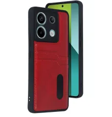 Xiaomi Redmi Note 13 Pro 5G Kılıf Sara Kartvizitli Deri Kılıf - Kırmızı