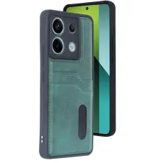 Xiaomi Redmi Note 13 Pro 5G Kılıf Sara Kartvizitli Deri Kılıf - Koyu Yeşil