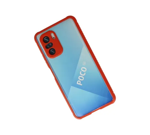 Xiaomi Poco F3 Kılıf Miami Şeffaf Silikon - Kırmızı