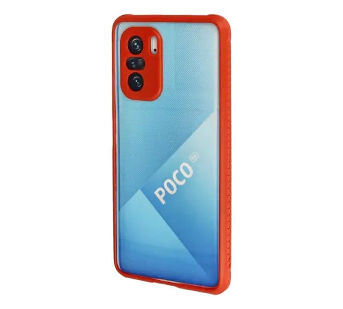 Xiaomi Poco F3 Kılıf Miami Şeffaf Silikon - Kırmızı