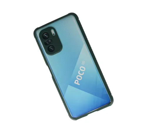 Xiaomi Poco F3 Kılıf Miami Şeffaf Silikon - Koyu Yeşil