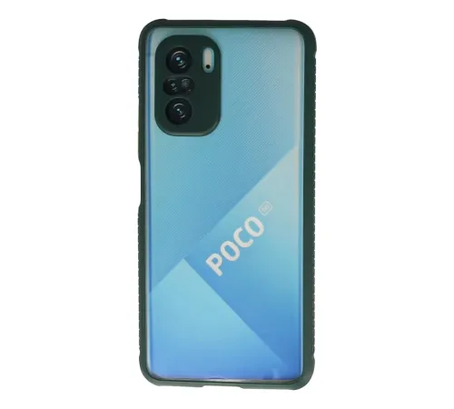 Xiaomi Poco F3 Kılıf Miami Şeffaf Silikon - Koyu Yeşil