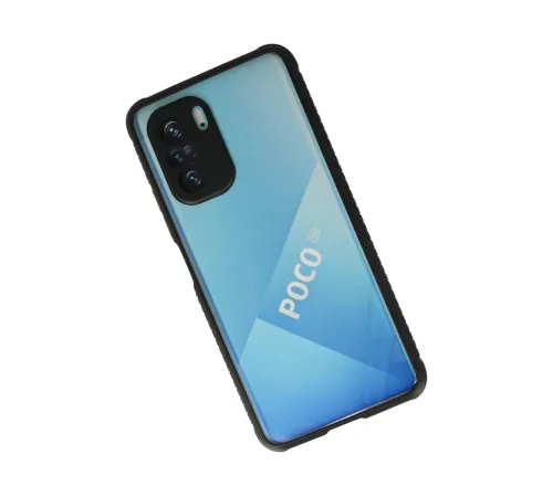 Xiaomi Poco F3 Kılıf Miami Şeffaf Silikon - Siyah