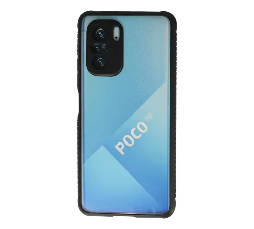 Xiaomi Poco F3 Kılıf Miami Şeffaf Silikon - Siyah