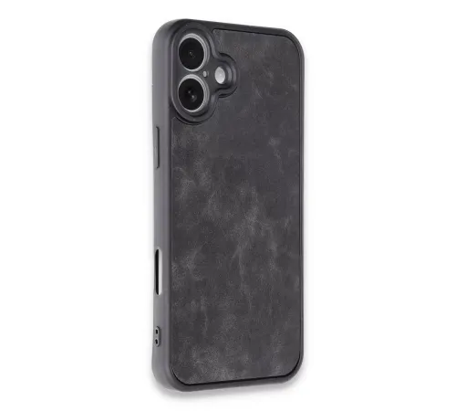 Apple iPhone 16 Plus Kılıf Aras Deri Kapak - Siyah