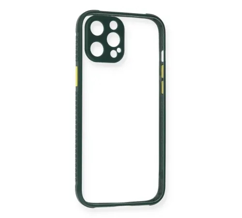 Apple iPhone 12 Pro Max Kılıf Miami Şeffaf Silikon - Koyu Yeşil