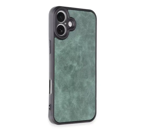 Apple iPhone 16 Plus Kılıf Aras Deri Kapak - Koyu Yeşil