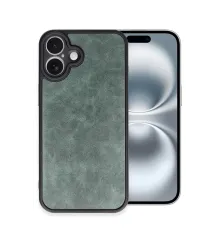 Apple iPhone 16 Plus Kılıf Aras Deri Kapak - Koyu Yeşil