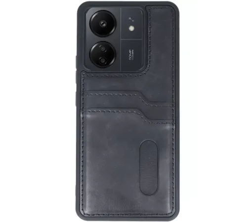 Xiaomi Redmi 13C Kılıf Sara Kartvizitli Deri Kılıf - Siyah