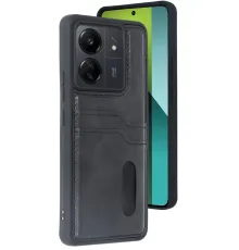 Xiaomi Redmi 13C Kılıf Sara Kartvizitli Deri Kılıf - Siyah