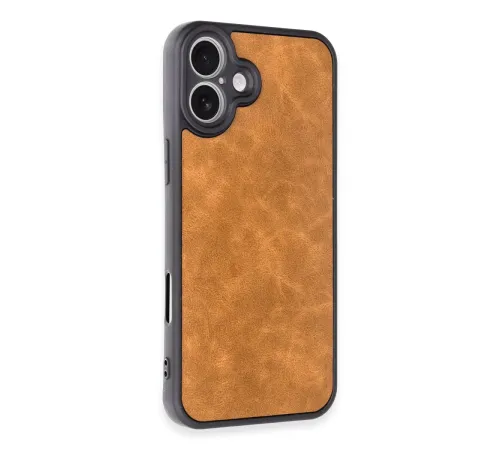Apple iPhone 16 Plus Kılıf Aras Deri Kapak - Taba