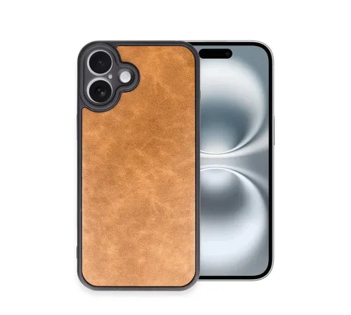 Apple iPhone 16 Plus Kılıf Aras Deri Kapak - Taba