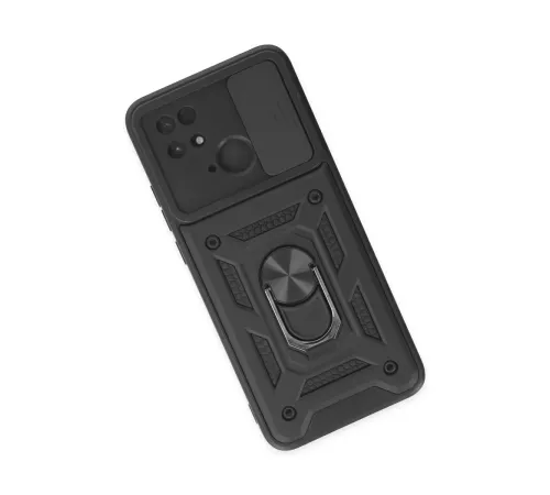 Xiaomi Redmi 10C Kılıf Pars Lens Yüzüklü Silikon - Siyah