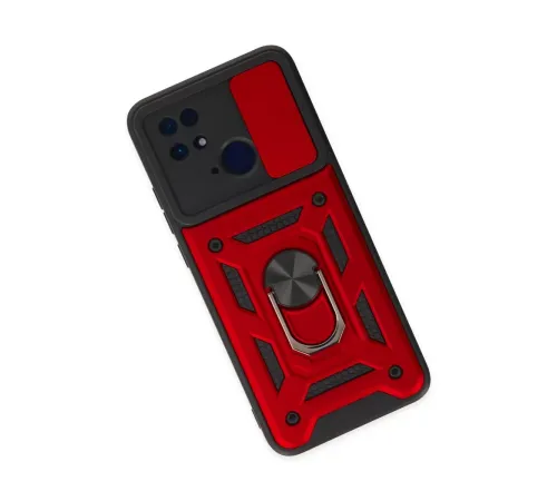 Xiaomi Redmi 10C Kılıf Pars Lens Yüzüklü Silikon - Kırmızı