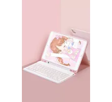 Apple iPad Pro 11 (2024) Kılıf KC01 Smart Klavyeli Tablet Kılıfı - Pembe