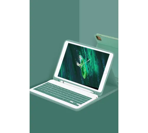 Apple iPad Pro 11 (2024) Kılıf KC01 Smart Klavyeli Tablet Kılıfı - Koyu Yeşil