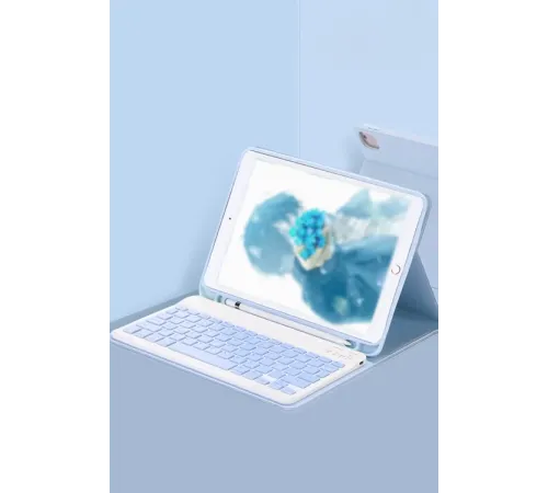 Apple iPad Pro 11 (2024) Kılıf KC01 Smart Klavyeli Tablet Kılıfı - Açık Mavi