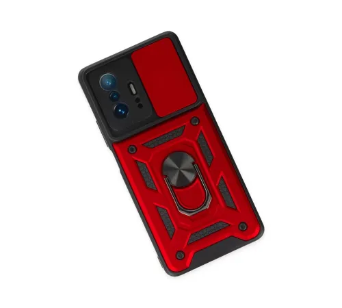 Xiaomi Mi 11T Pro Kılıf Pars Lens Yüzüklü Silikon - Kırmızı
