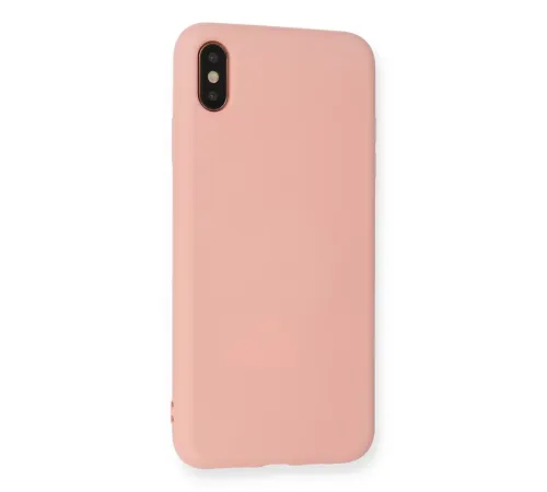 Apple iPhone X Kılıf Nano içi Kadife Silikon - Pudra