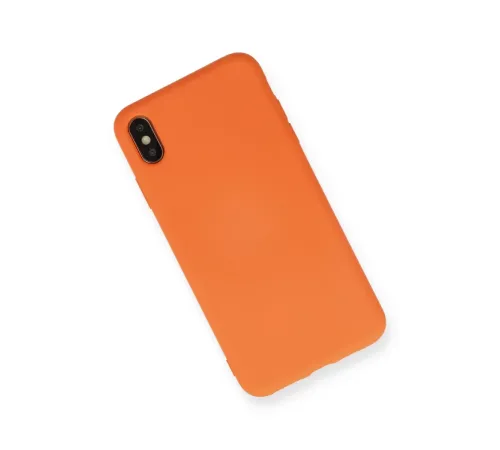 Apple iPhone X Kılıf Nano içi Kadife Silikon - Turuncu