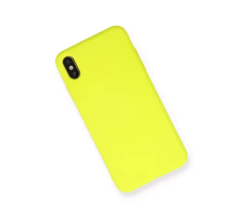 Apple iPhone X Kılıf Nano içi Kadife Silikon - Sarı
