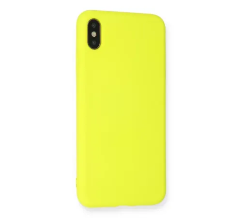 Apple iPhone X Kılıf Nano içi Kadife Silikon - Sarı