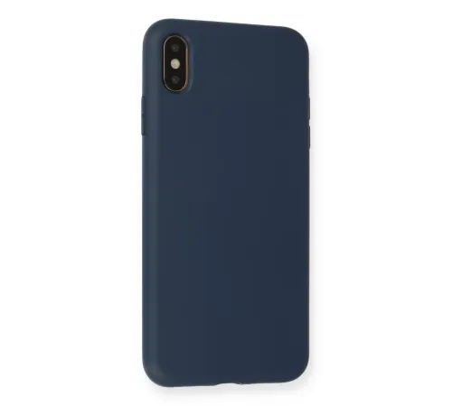 Apple iPhone XS Max Kılıf Nano içi Kadife Silikon - Lacivert
