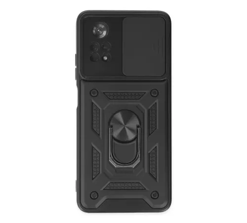 Xiaomi Poco X4 Pro 5G Kılıf Pars Lens Yüzüklü Silikon - Siyah